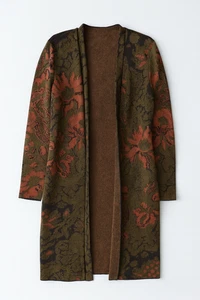 Peruvian Connection Floral Tapestry Knit Cardigan L Alpaca Cotton Wool Jacket - Picture 1 of 11