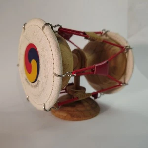 Miniature Janggu Janggo Korean Toy Drum Appx 3-3/4" Tall, Made In Korea - Picture 1 of 10
