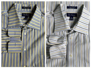 Paul Fredrick dress shirts 16.5/ 34 Trim Fit French Cuff Blue Stripe Bundle (2) - Picture 1 of 20