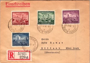 GERMANY 1942 WWII POLAND OCCUP REG COVER MULT FRANKING SET ADDR CANC KOLUSZKI - Picture 1 of 2