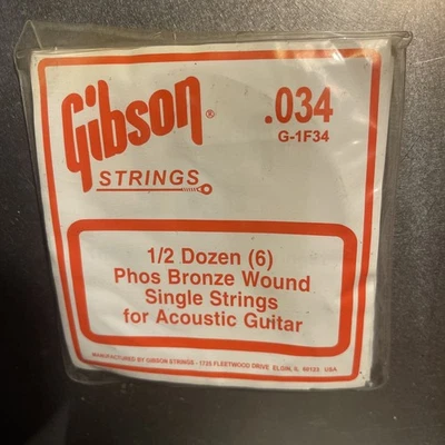 Gibson 原声吉他弦 - Phos 青铜伤口 0.034 G-1F34,6只装 — 第 1/2 张图片