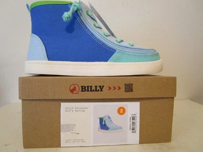 Billy Footwear Niños Haring Top Alto Cremallera/Encaje Tenis Azul/Lima Talla 2 Foto 1 de 4