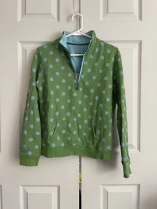 Boden Kids Green 1/4 Zip Sweater Polka Dot Girl’s Size Medium Pockets - Picture 1 of 8