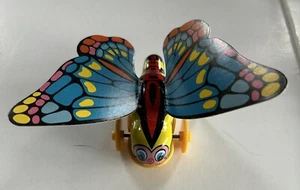 Juguete azul mariposa aleteante cuerda hojalata vintage funcionando muy buen estado Toy Hero Japón - Imagen 1 de 4