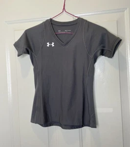 Under Armour Girls Volleyball Shirt Powerhouse Shortsleeve Jersey Gray Youth SM - Picture 1 of 5