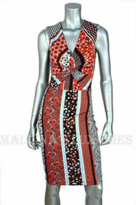 JUST CAVALLI by ROBERTO CAVALLI DRESS STRIPED PRINT KNOT DETAIL $695 IT 40 US 4 - Picture 1 of 13