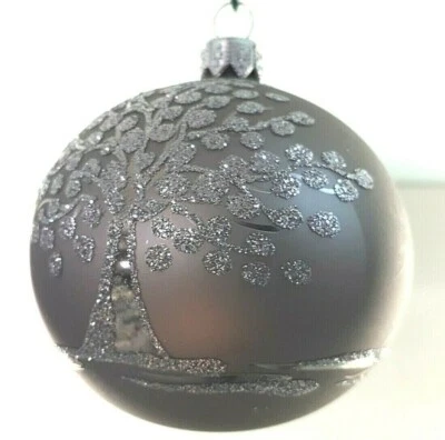 4 Palline di natale, vetro colore argento decorate 8 cm, Frada, nuovo  - Immagine 1 di 4