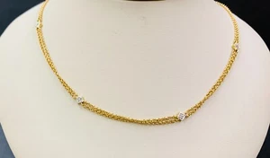 Collar de eslabones “O” de oro amarillo de 18 quilates con conectores de puño de diamante 30pts - Imagen 1 de 10