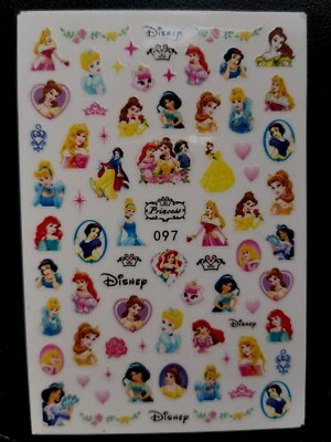 1 x Disney Princess Nail Stickers Cinderella, Mermaid Nail Art 10.5 cm x 7cm