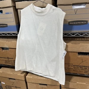 Neu mit Etikett St. John Größe L cremeweiß ärmellos Santana Stricktop Basisschicht USA Q - Bild 1 von 7