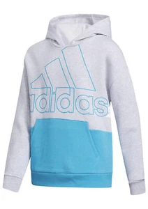 Adidas Kid Girls Hooded Fleece Pullover Sweatshirt Light Grey/Blue  Size S(7/8) - Picture 1 of 7
