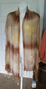 NEW Handmade Scarf Shawl Lightweight Extra Long Fringed Scarf BERSAMA  - Picture 1 of 11