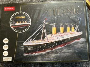 CubicFun 3D Puzzle Of Titanic Ship 266 Piece LED Inside Craft Toy - Picture 1 of 4
