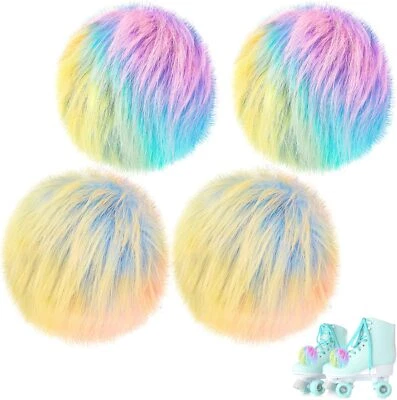 4 Pieces Large Roller Skates Pom Plain Style, Gradient Pink, Blue  - Image 1 of 4