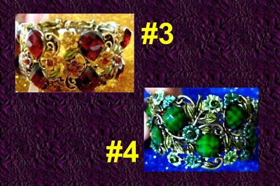 Bracelet Cuff Stone Crystal Turquoise Green Brown Multi Spring Maroon Jewelry - Image 1 of 3