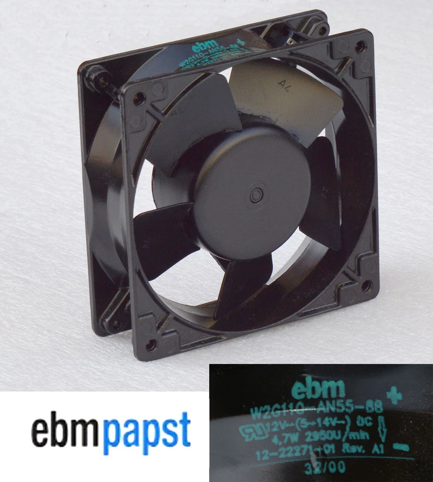 NEW STARKER 120mm 120x120x38mm 12V DC LÜFTER EBMPAPS W2G110-AN55-88 STAHL #L120 - Bild 1 von 1