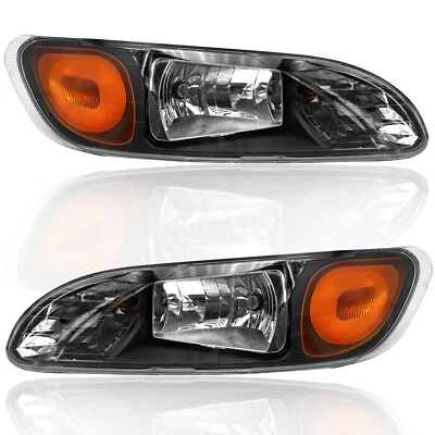 For 2008-2013 Peterbilt 325/384/386 Truck Black Headlights Headlamps Left+Right - Image 1 of 4