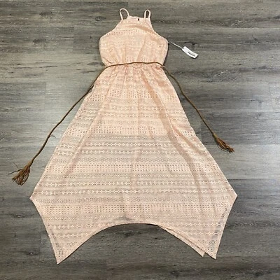 NEW Bailey Blue Dress Womens Medium Maxi Babydoll Lace Tie Boho Beach Pink NWT - Image 1 of 4