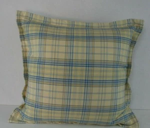 Ralph Lauren Yellow / Blue & White Plaid Down Filled Throw Pillow 22" x 22" - Picture 1 of 9