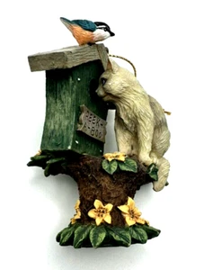 Bradford Editions Cat's Maullido Ornamento "PEEK-A-BOO" Pájaros Gato Birdhouse 1996 COMO NUEVO - Imagen 1 de 9
