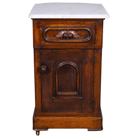 Antique Victorian Marble Top Half Commode Nightstand #21677 Cover