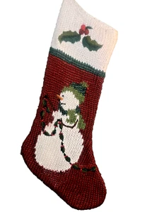 Knit Lined Christmas Stocking Snowman - Picture 1 of 4