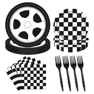 96PCS Racing Car Plates and Napkins Racing Car Birthday Tableware Set Race Ca... - Picture 1 of 7