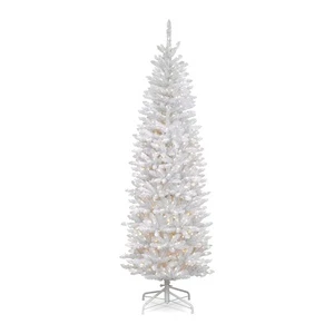 Artificial Pre-Lit Slim Christmas Tree White Kingswood Fir White Lights Inclu... - Picture 1 of 5