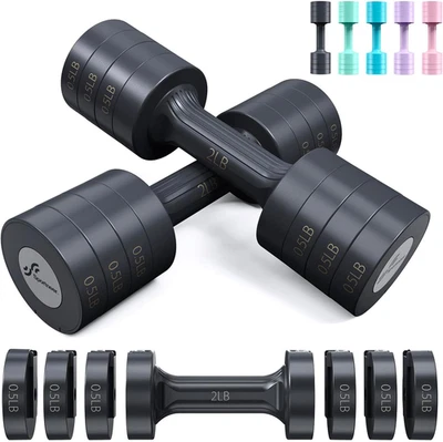 Conjunto mancuernas ajustáveis 2 piezas 2 lb 3 lb 4 lb 5 lb peso rápido 4 em 1 academia hogar - Imagem 1 de 4