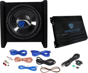 Rockville RV10.1D 500W 10 Zoll Auto Subwoofer Gehäuse Mono Verstärker Amp Kit - Bild 1 von 12