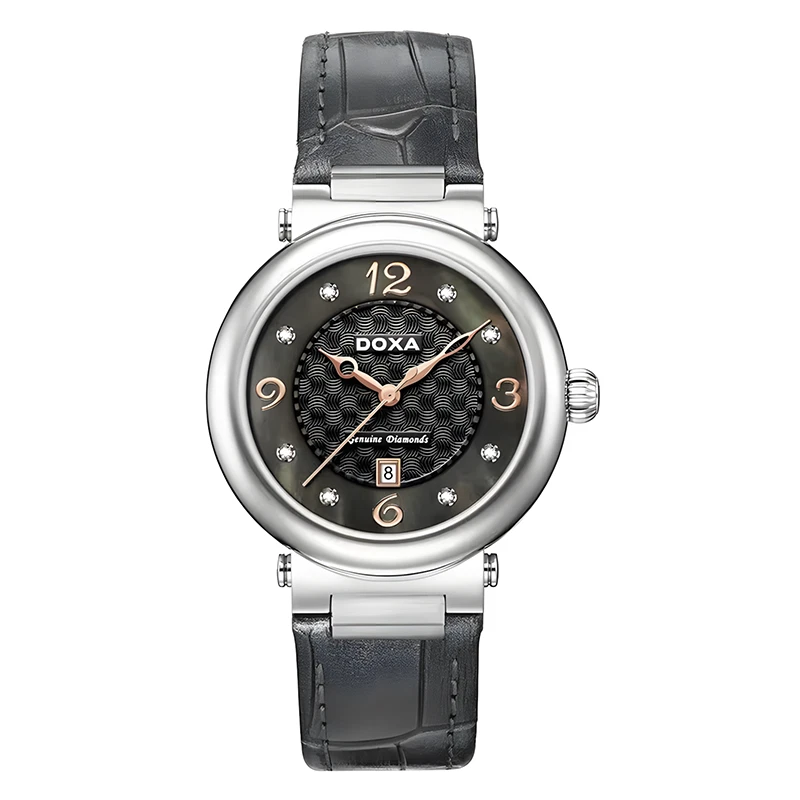 DOXA Women's Black mother-of-pearl Dial Waterproof Stainless Steel Quartz Watch - Image 1 of 4