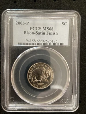 2005 P Bison Jefferson Nickel 5c PCGS  MS-68 Satin Finish - Image 1 of 3