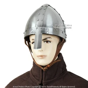 Battle Ready Spangenhelm Helmet Norman Nasal Helm Medieval Knight 16G Steel SCA - Picture 1 of 5