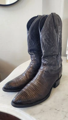 Botas de cuero Dan Post para hombre Teju Lizard acabado marrón antiguo talla 11 D Foto 1 de 4