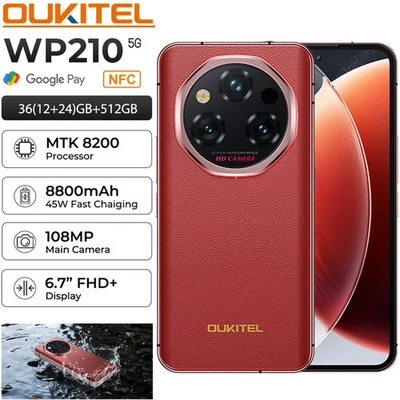 5G OUKITEL WP210 AMOLED Slim Rugged Smartphone Android 15 Waterproof Mobile 512G - Image 1 of 4