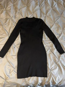 by&by NWOT Juniors Cut Out Long Sleeve Sweater Dress Black Size Large Christmas - Picture 1 of 9