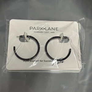 Pendientes de aro Park Lane con detalles de cristal negro para mujer joyería de moda nuevos en caja - Imagen 1 de 7