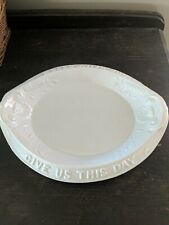 Antique GIVE US OUR DAILY BREAD Wheat Embossed 11.5" Ironstone Bread Plate Oval