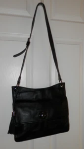 Neu ohne Etikett Rachel Roy Damen-Crossbody schwarz genarbtes Leder Drehverschluss Quaste (JM) - Bild 1 von 8