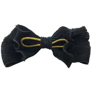 Vintage Barrette Hair Clip Black Crinkle Bow Rockabilly Mod Statement Retro 80s - Picture 1 of 10