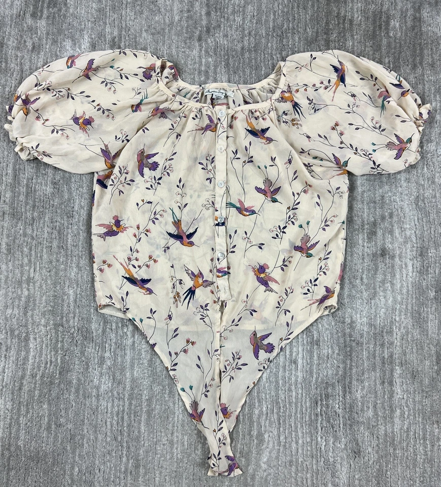 American Rag Топ женщин средний бежевый чистый колибри галстук спереди укороченный - Изображение 1 из 4