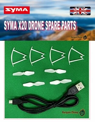 SYMA X20 RC drone Replacement Spare Parts - propellers guards and USB charger - Image 1 of 4