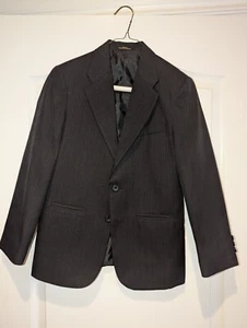 Boys ARROW Classic black 2 Pc Suit Sz 12 Reg Jacket Pants 2 Button Subtle Stripe - Picture 1 of 17