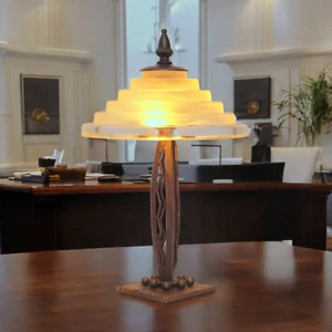 Unique Art Deco Design Table Lamp "HARLACHING" Wrought Iron Murano - Picture 1 of 21