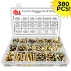Grade 8 Hex Bolts Cap Screws, Nuts & Washers Assortment Kit - 380 Pieces!