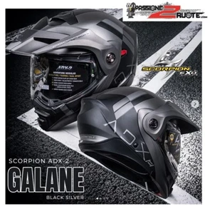 Casco Scorpion ADX-2 GALANE BLACK SILVER - Picture 1 of 3