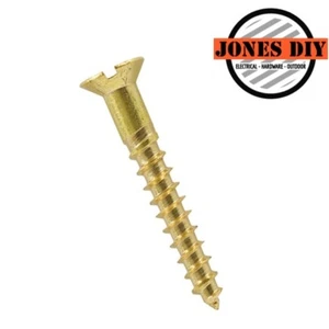 SOLID BRASS SLOTTED COUNTERSUNK WOOD SCREWS 2G 4G 6G 7G 8G 10G 12G WOODSCREWS - Picture 1 of 4