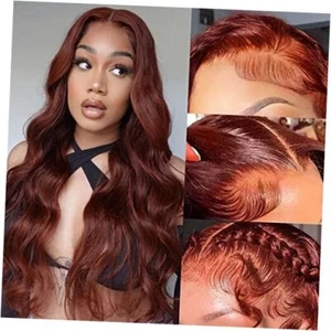 Lace Front Wigs Human Hair Pre Plucked 13x4 Body Wave 26 Inch Reddish Brown - Picture 1 of 7