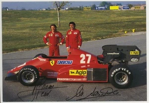ARNOUX e ALBORETO Official Ferrari factory postcard facsimile signatures 1984 - Picture 1 of 2