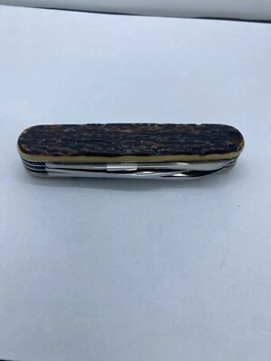 VTG VERY RARE VICTORINOX FAUX STAG HUNTER SWISS ARMY POCKET KNIFE SAFARI SERIES - Image 1 of 4